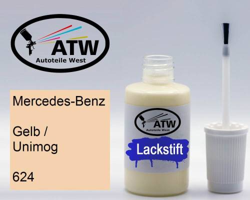 Mercedes-Benz, Gelb / Unimog, 624: 20ml Lackstift, von ATW Autoteile West.